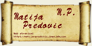 Matija Predović vizit kartica